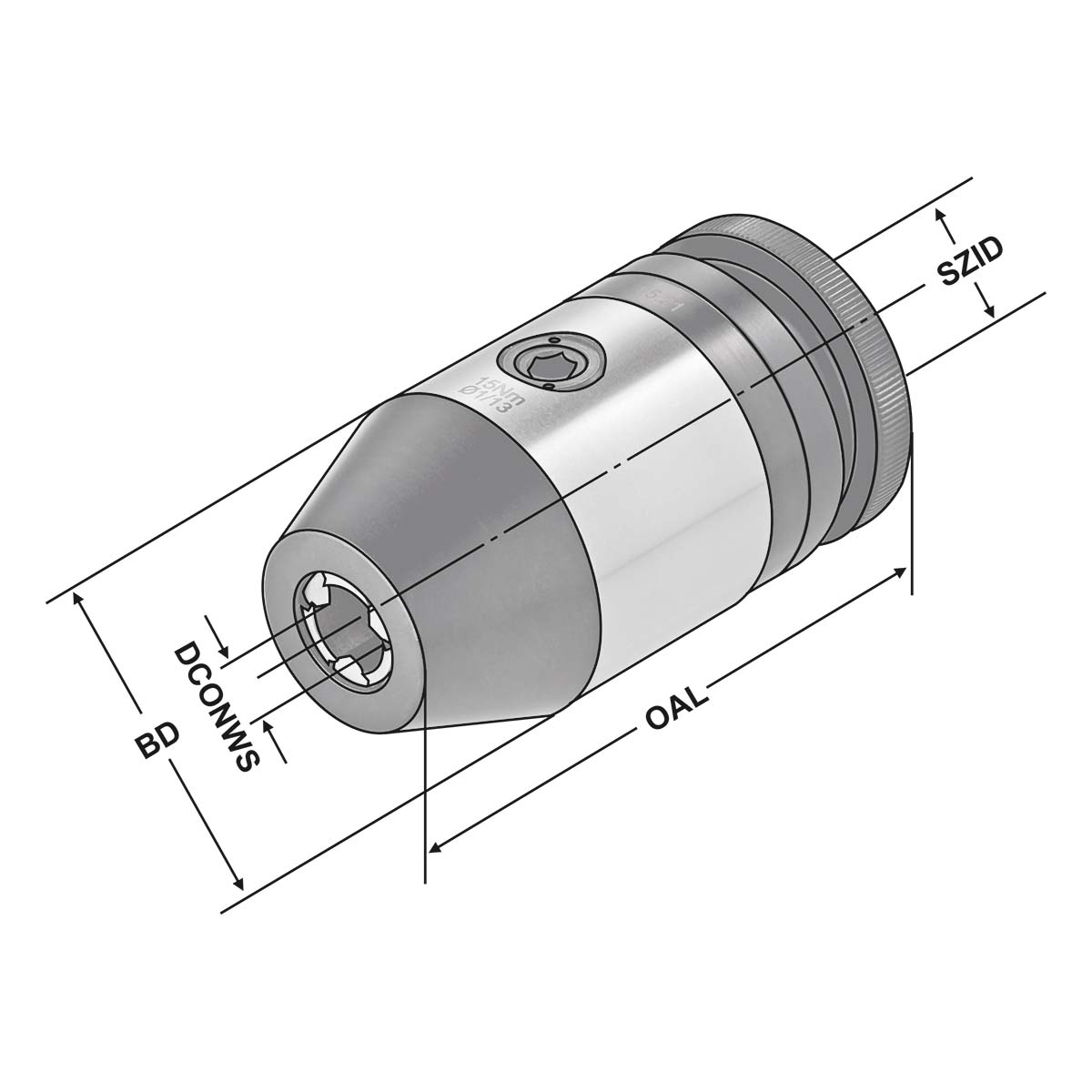 Technische Zeichnung CNC-Bohrfutter 0/8 - B 12 von Kemmler