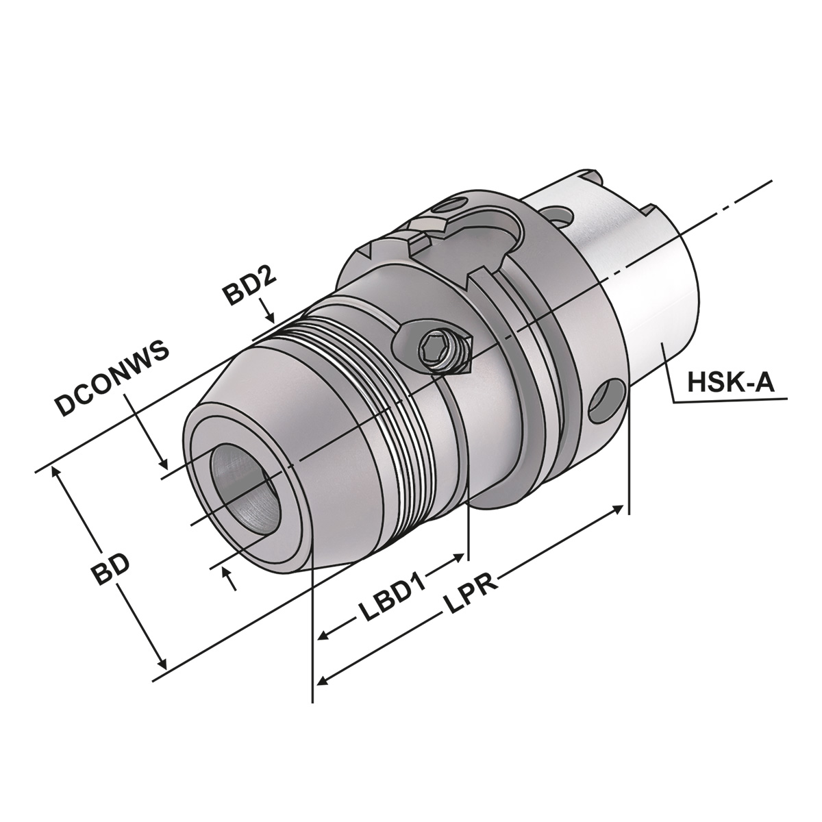Technische Zeichnung Hydro-Dehnspannfutter-HP HSK 63-12-80 von Kemmler