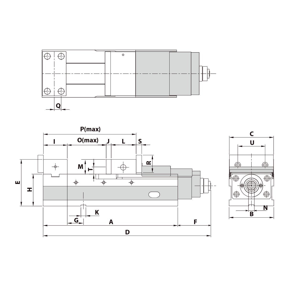 Technische Zeichnung Präzisionsschraubstock ALQ-200G/HV von Kemmler