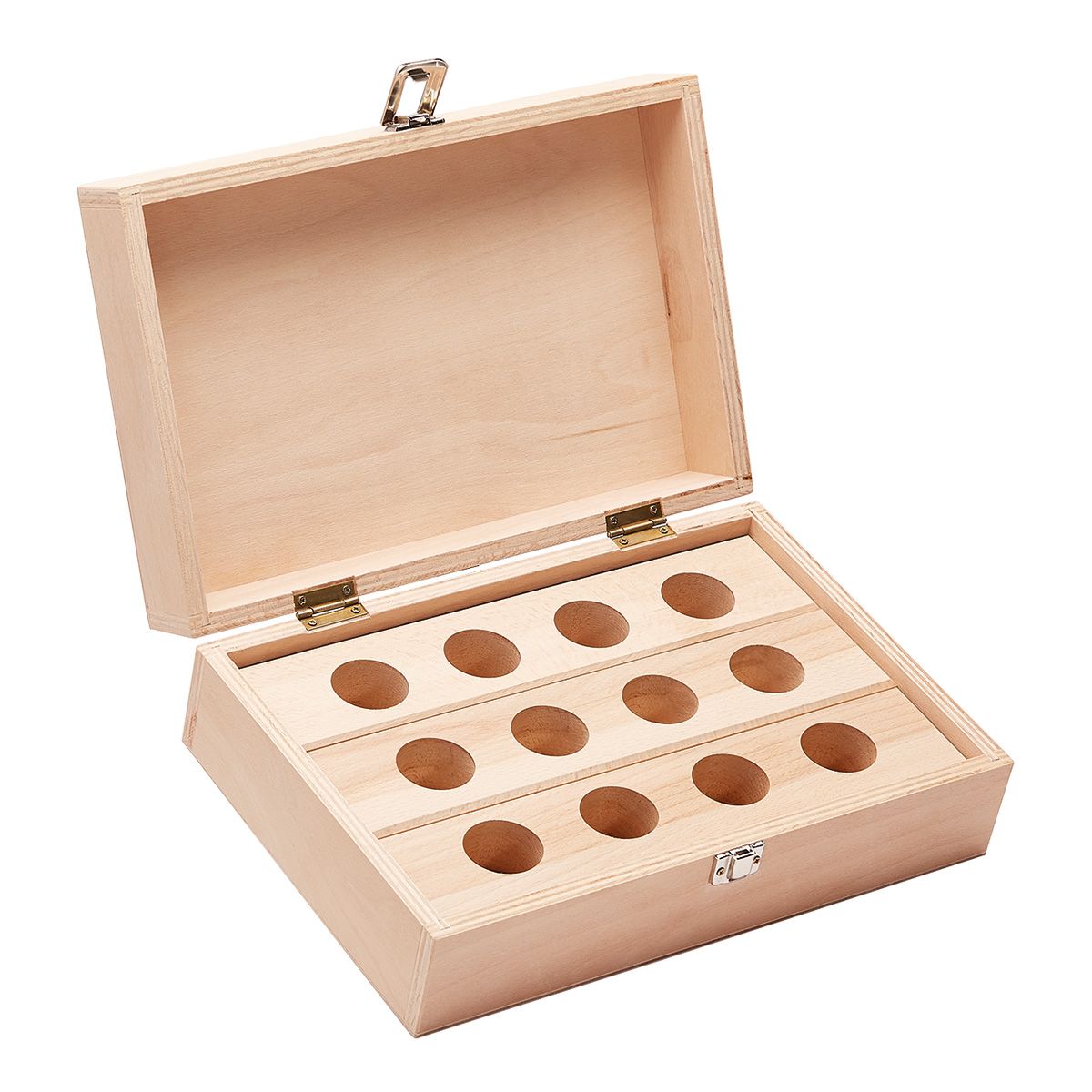 Holzkästen, leer - 10 Bohrungen Ø 55 mm von Kemmler