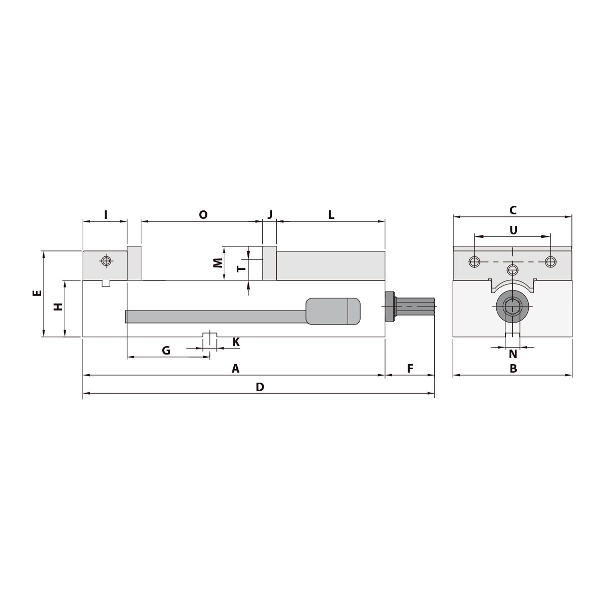 Technische Zeichnung Präzisionsschraubstock AMC-60G/HV von Kemmler