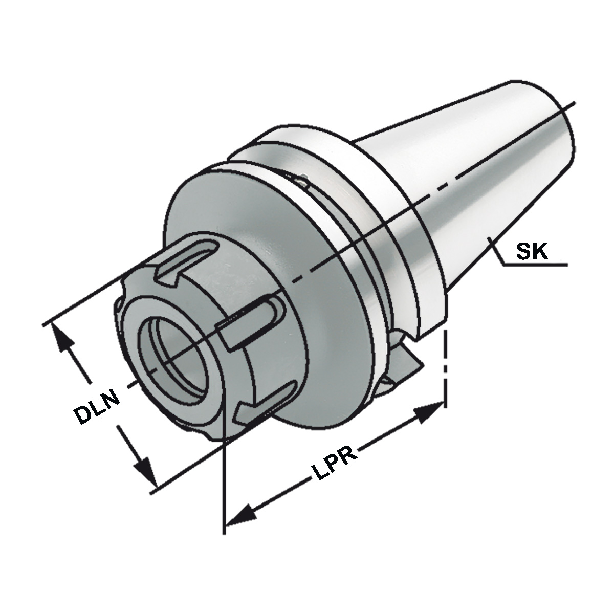 Technische Zeichnung Spannfutter BT 40-1/10-100 ER16 MAS-BT von Kemmler