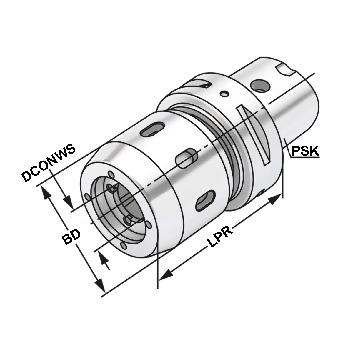 Technische Zeichnung Kraftspannfutter PSK 63-20-75 ISO 26623 von Kemmler