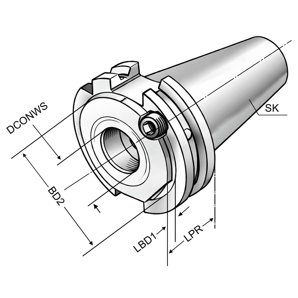 Technische Zeichnung Hydro-Dehnspannfutter SK 50-32-30,9 von Kemmler