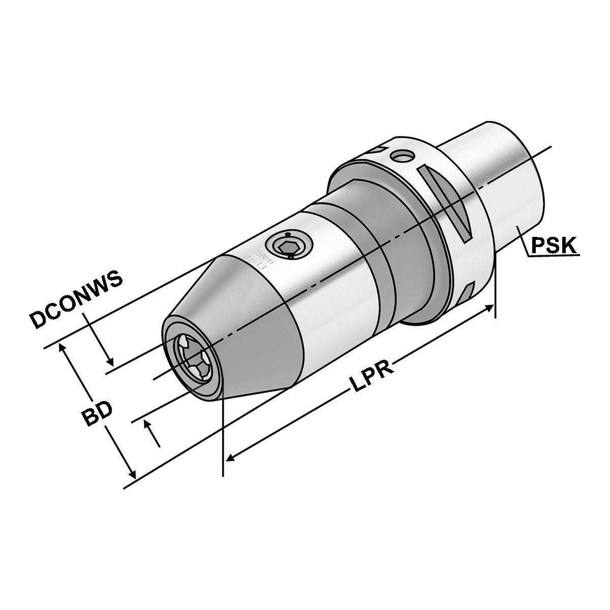 Technische Zeichnung CNC-Bohrfutter PSK 63-1/13-112 von Kemmler