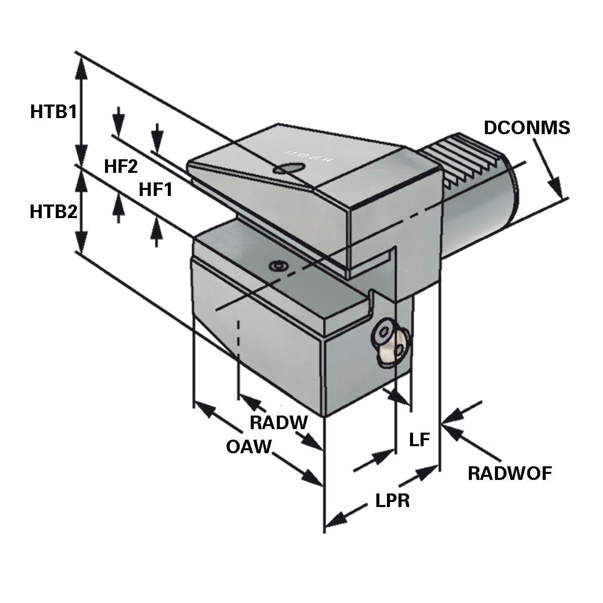 Technische Zeichnung Radial-Werkzeughalter B3-40x25-44 von Kemmler