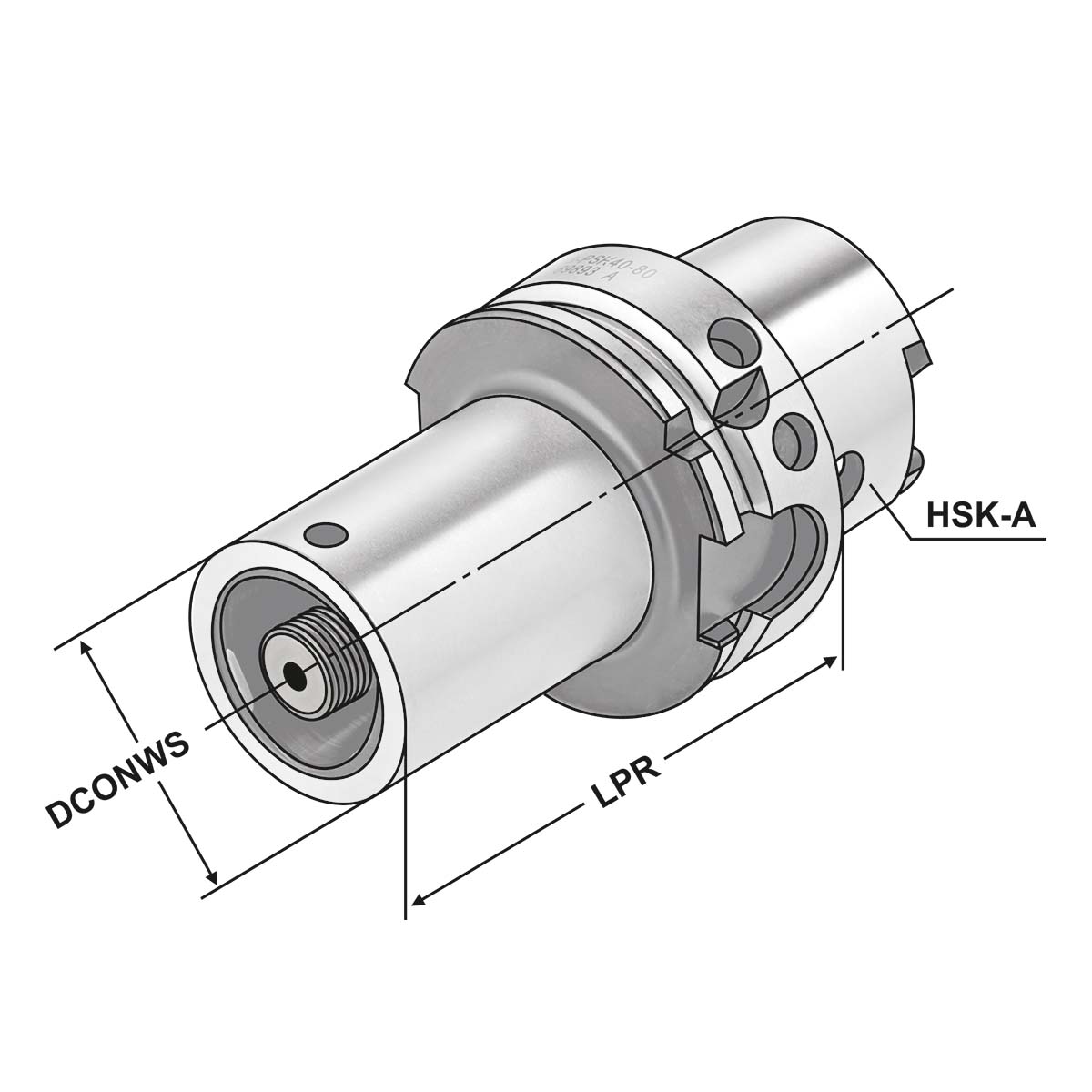 Technische Zeichnung Zwischenhülse HSK 100-PSK40-90 DIN 69893-A von Kemmler