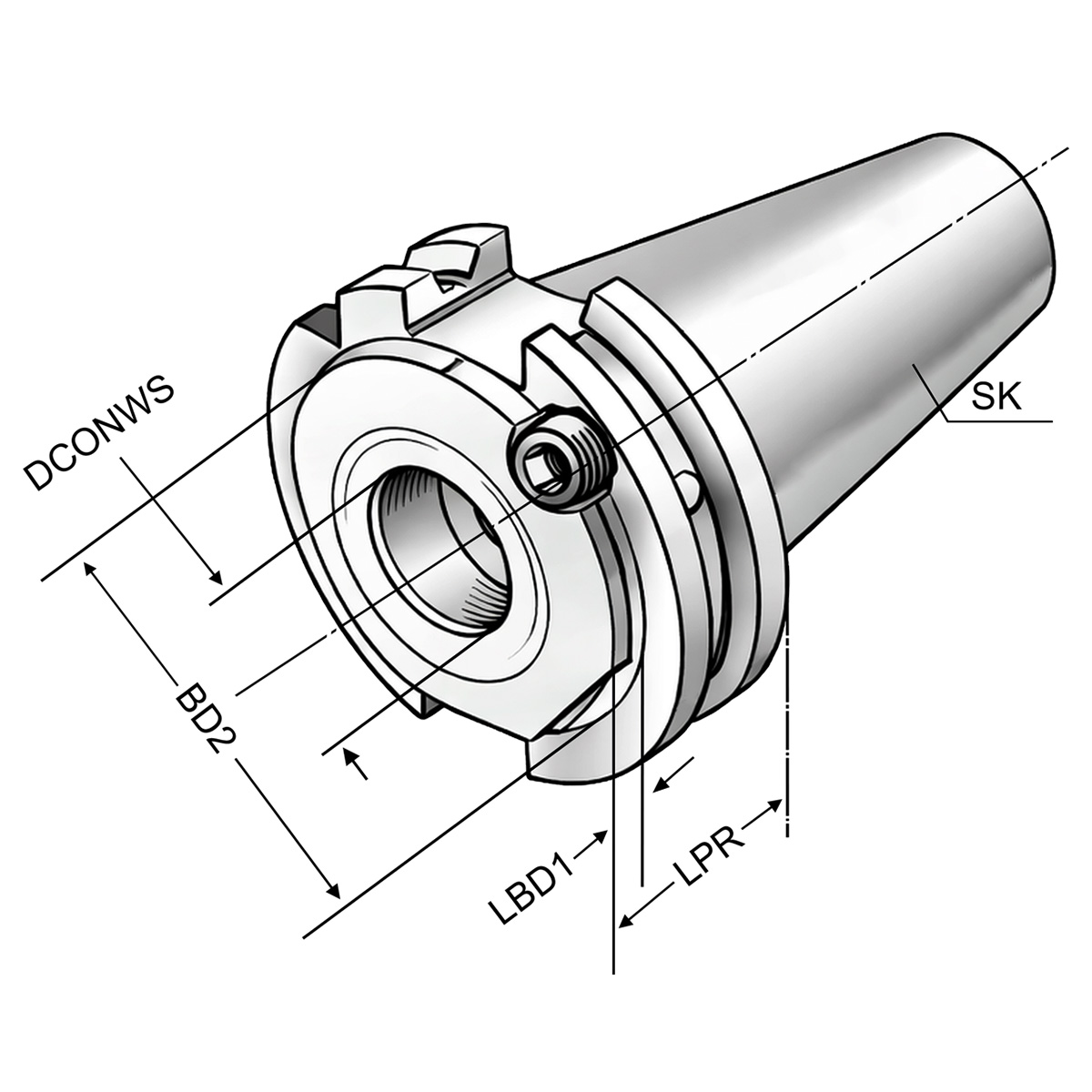 Technische Zeichnung Hydro-Dehnspannfutter SK 40-20-24,6 von Kemmler