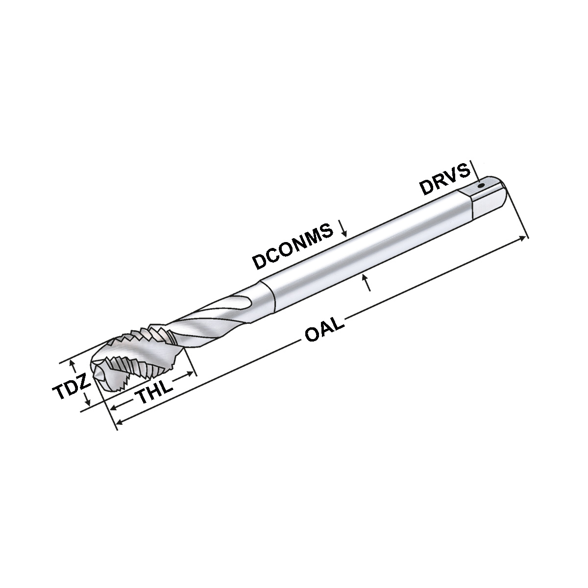 Technische Zeichnung HSS-E Gewindebohrer | M3,5 4x3 P=0,6 von Kemmler