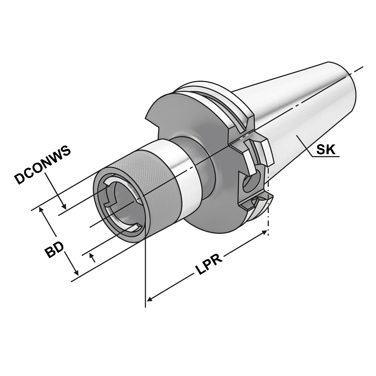 Technische Zeichnung Gewindeschneidfutter SK 50 - M14-M36 - Gr.3 von Kemmler