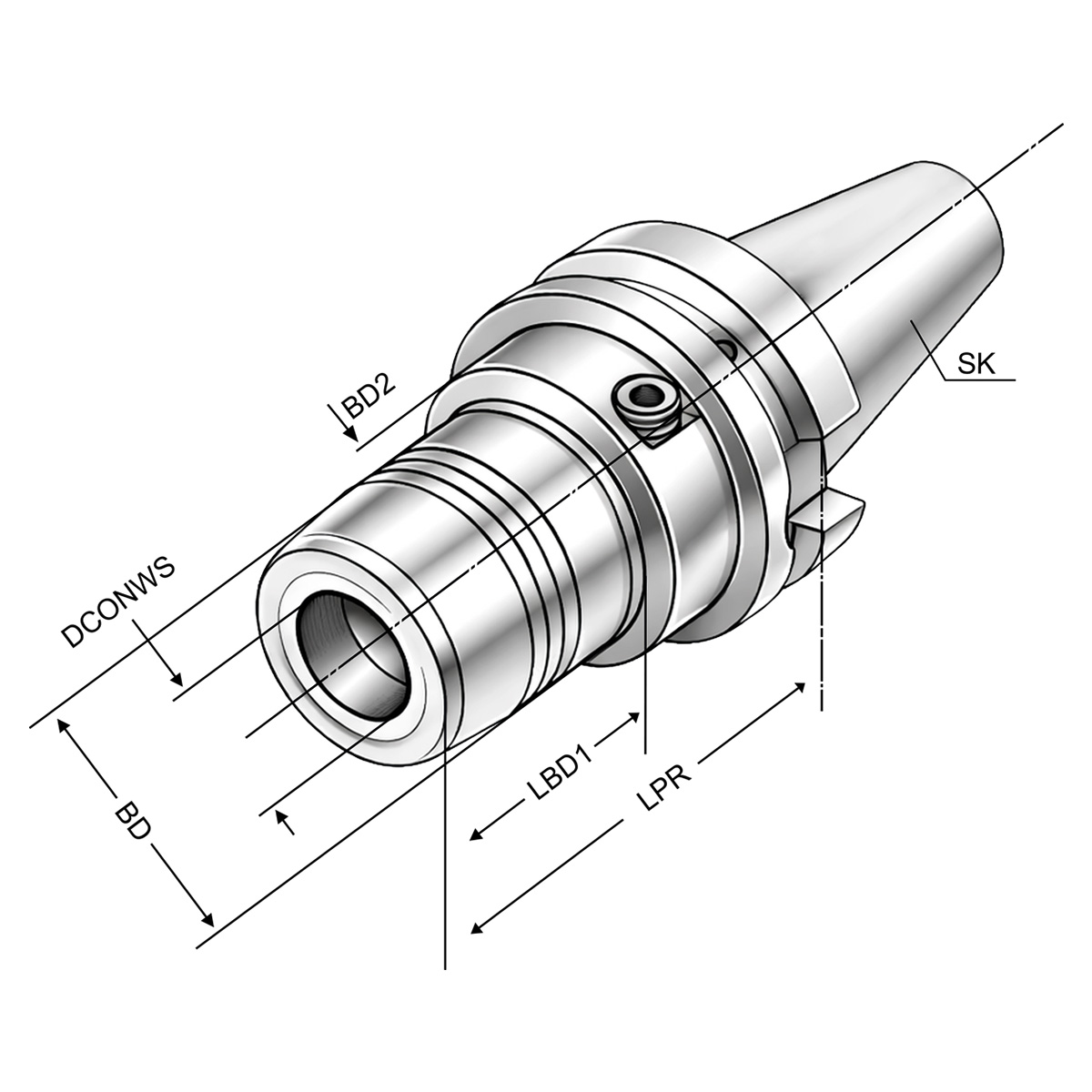 Technische Zeichnung Hydro-Dehnspannfutter BT 40-06-90 von Kemmler
