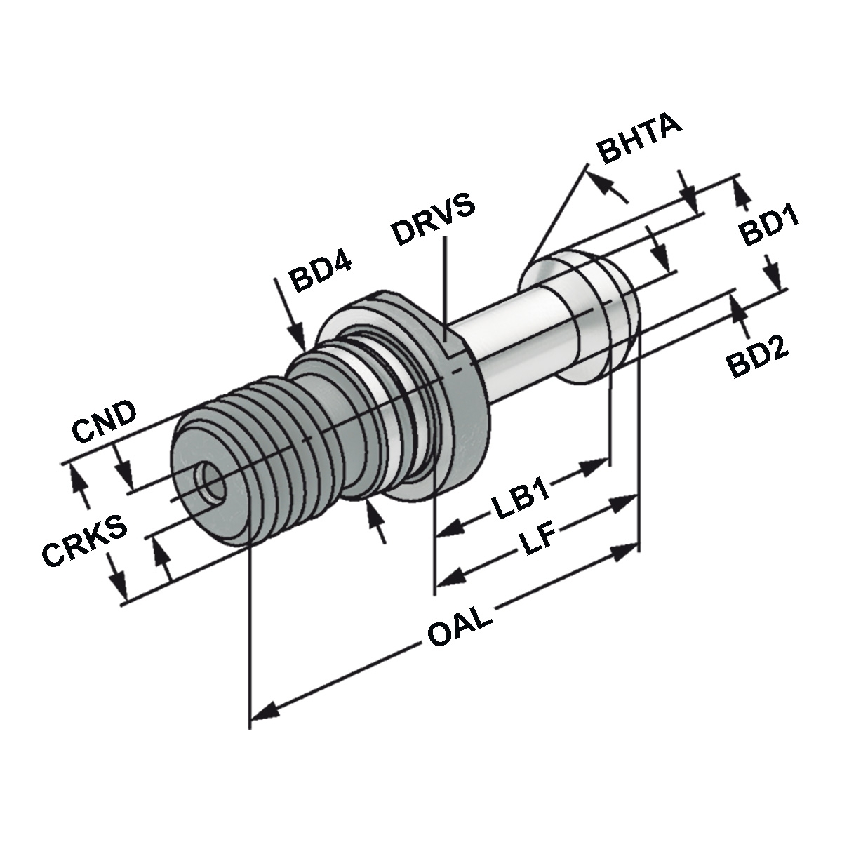 Technische Zeichnung Anzugsbolzen Haas BT40 45° L= 57 mit Bohrg.u.Ring von Kemmler