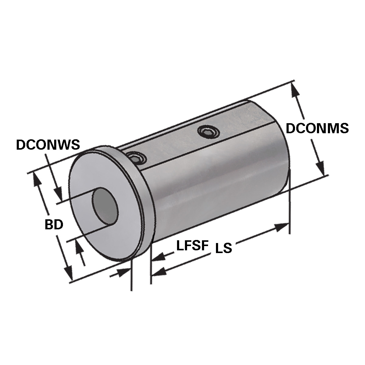 Technische Zeichnung Reduzierbuchsen d=25 | d1=10 von Kemmler