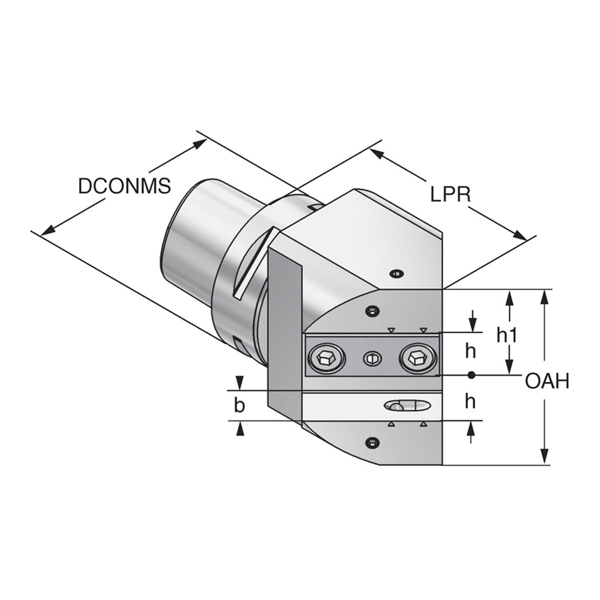 Technische Zeichnung Mehrfach Drehhalter 45° PSK 63-20-93 ISO 26623 von Kemmler