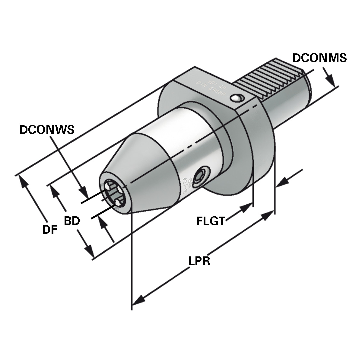 Technische Zeichnung CNC-Bohrfutter 50x1-13 DIN 69880 von Kemmler