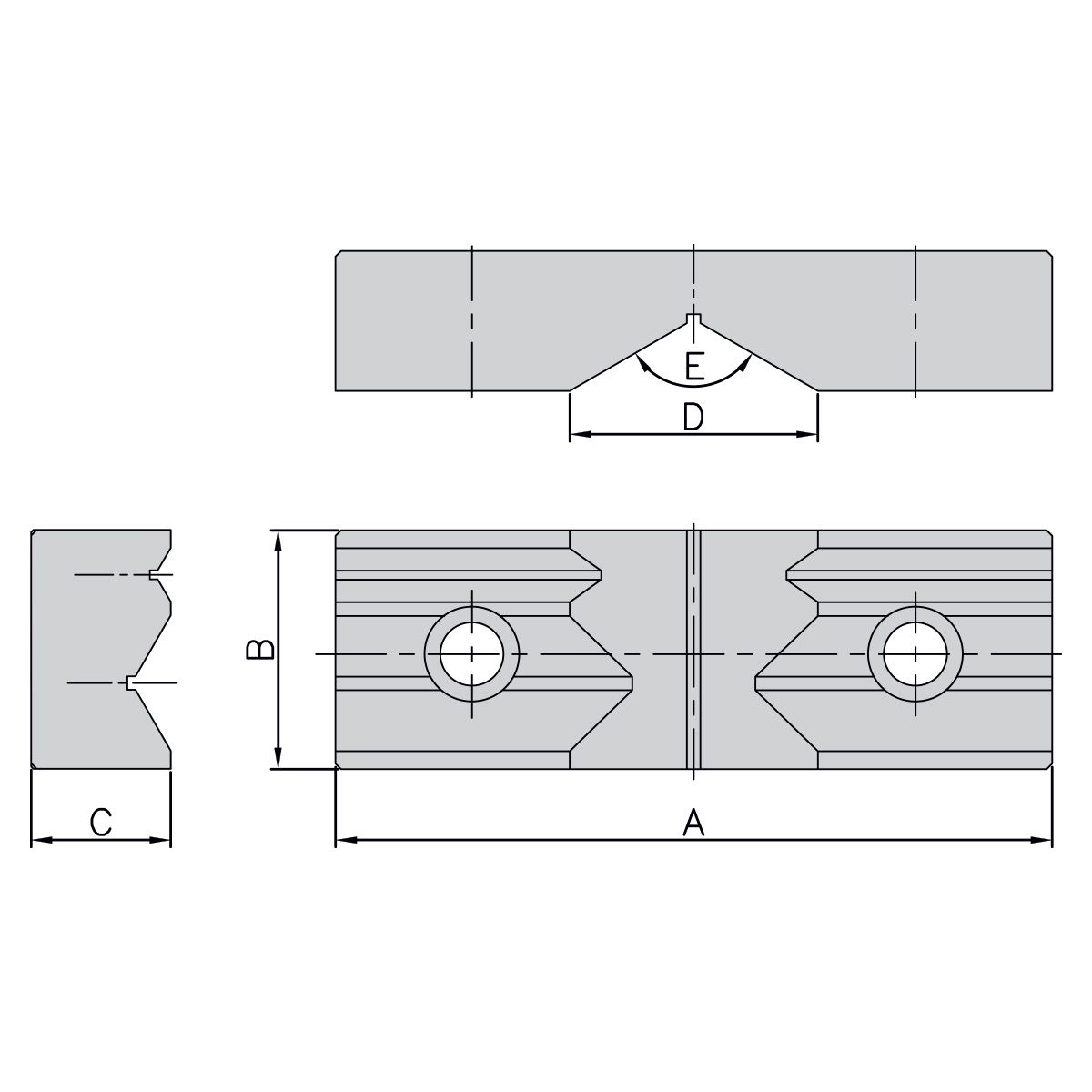 Technische Zeichnung Prismenbacken (1 Stk.) für ATW-810 von Kemmler