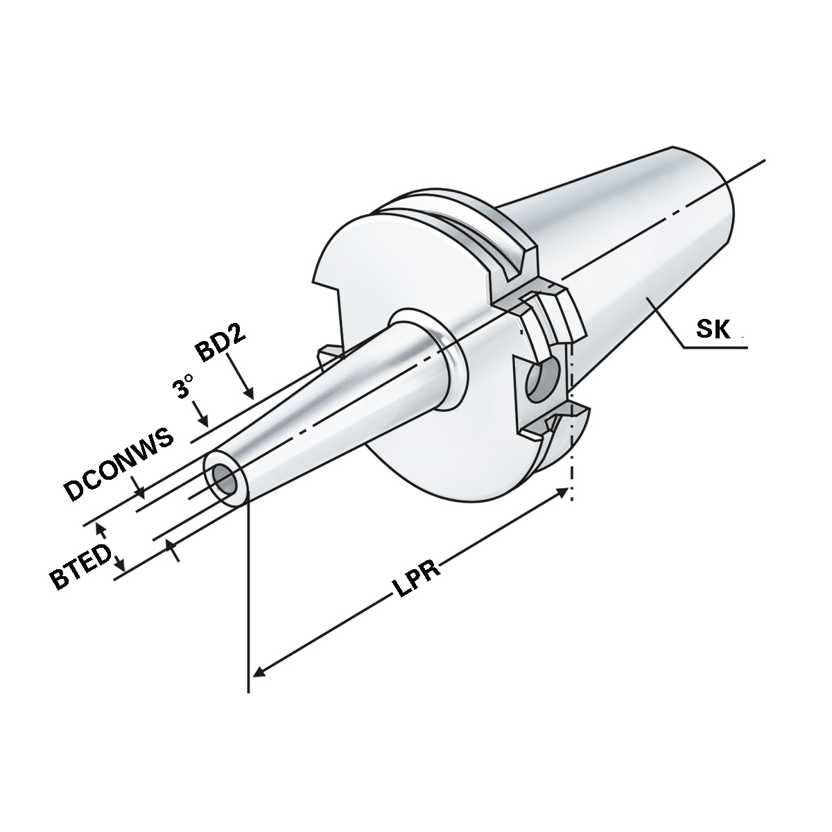 Technische Zeichnung Schrumpffutter SK 40-05-80 DIN 69871 AD/B schlank von Kemmler