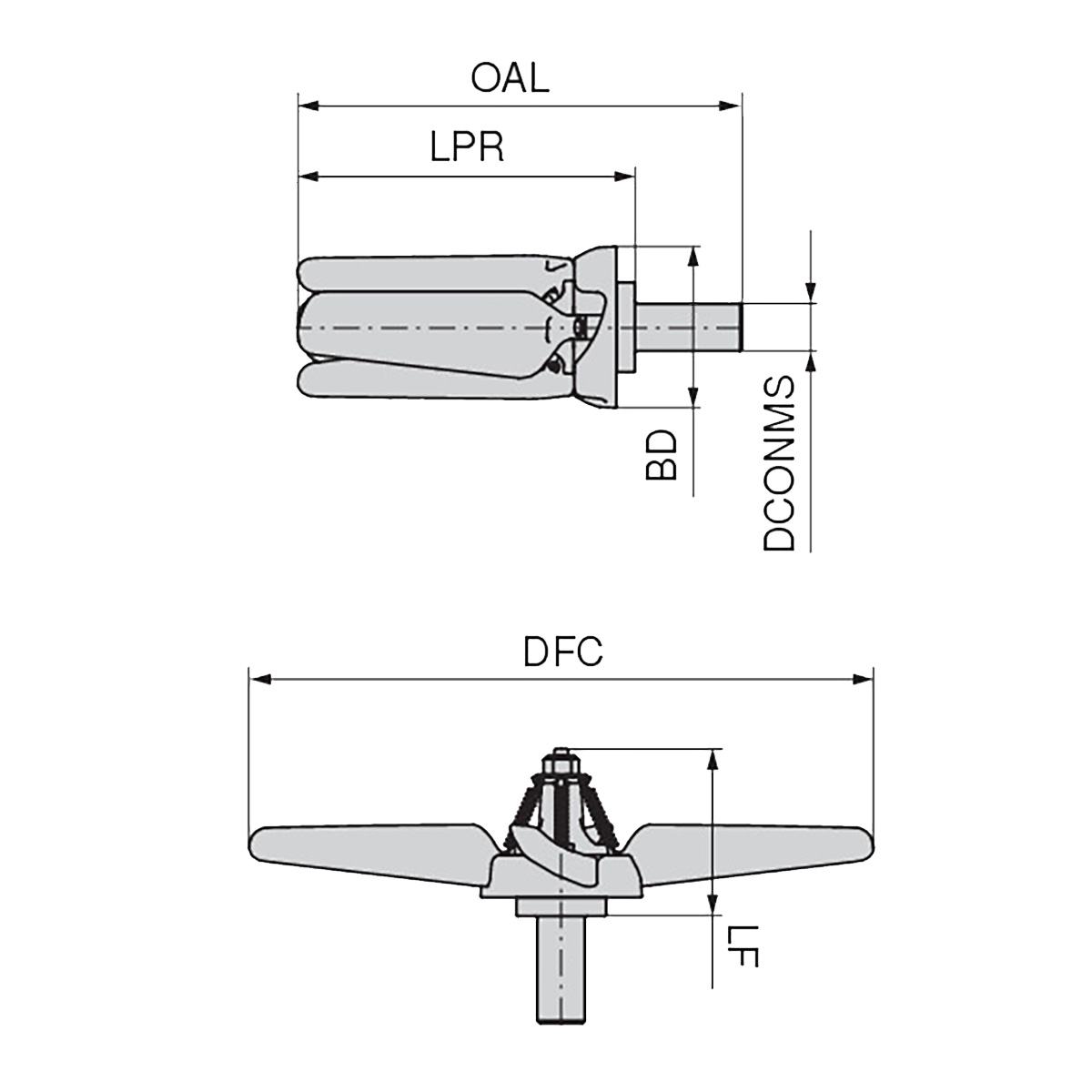 Technische Zeichnung Reinigungspropeller Ø 16mm - 330mm von Kemmler
