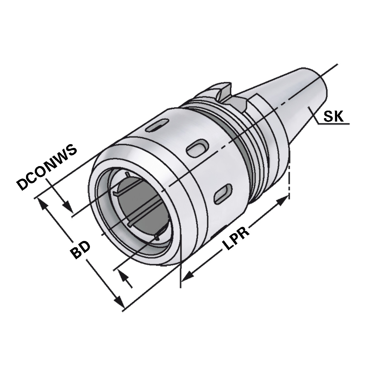 Technische Zeichnung Kraftspannfutter BT 40-20-90 MAS-BT AD/B von Kemmler