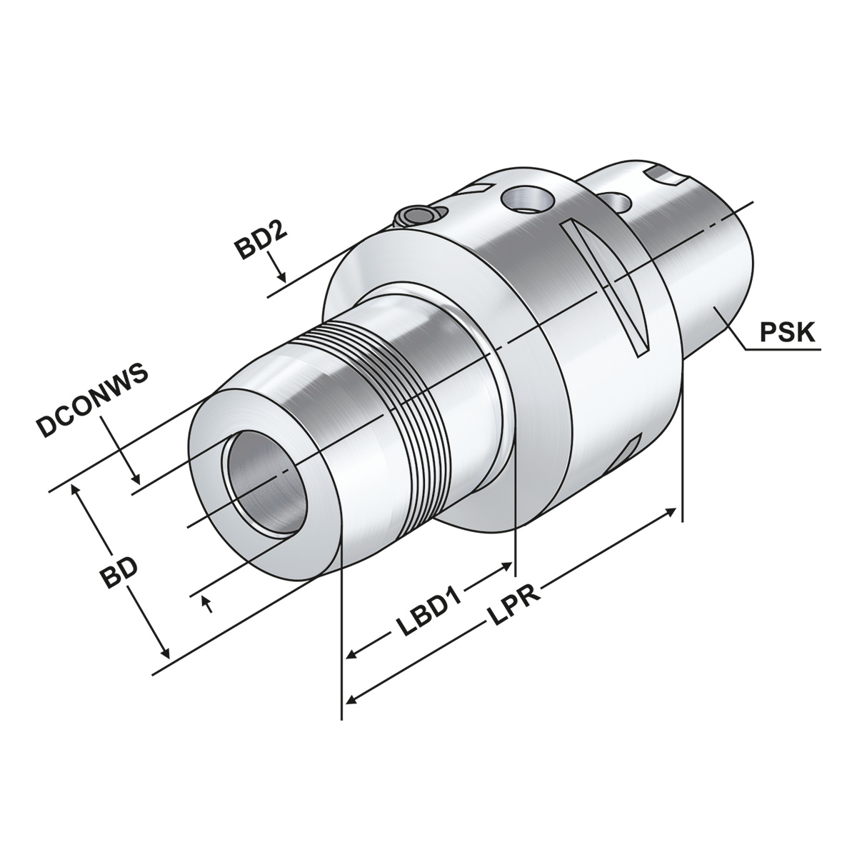 Technische Zeichnung Hydro-Dehnspannfutter PSK 63-12-80 ISO 26623 von Kemmler