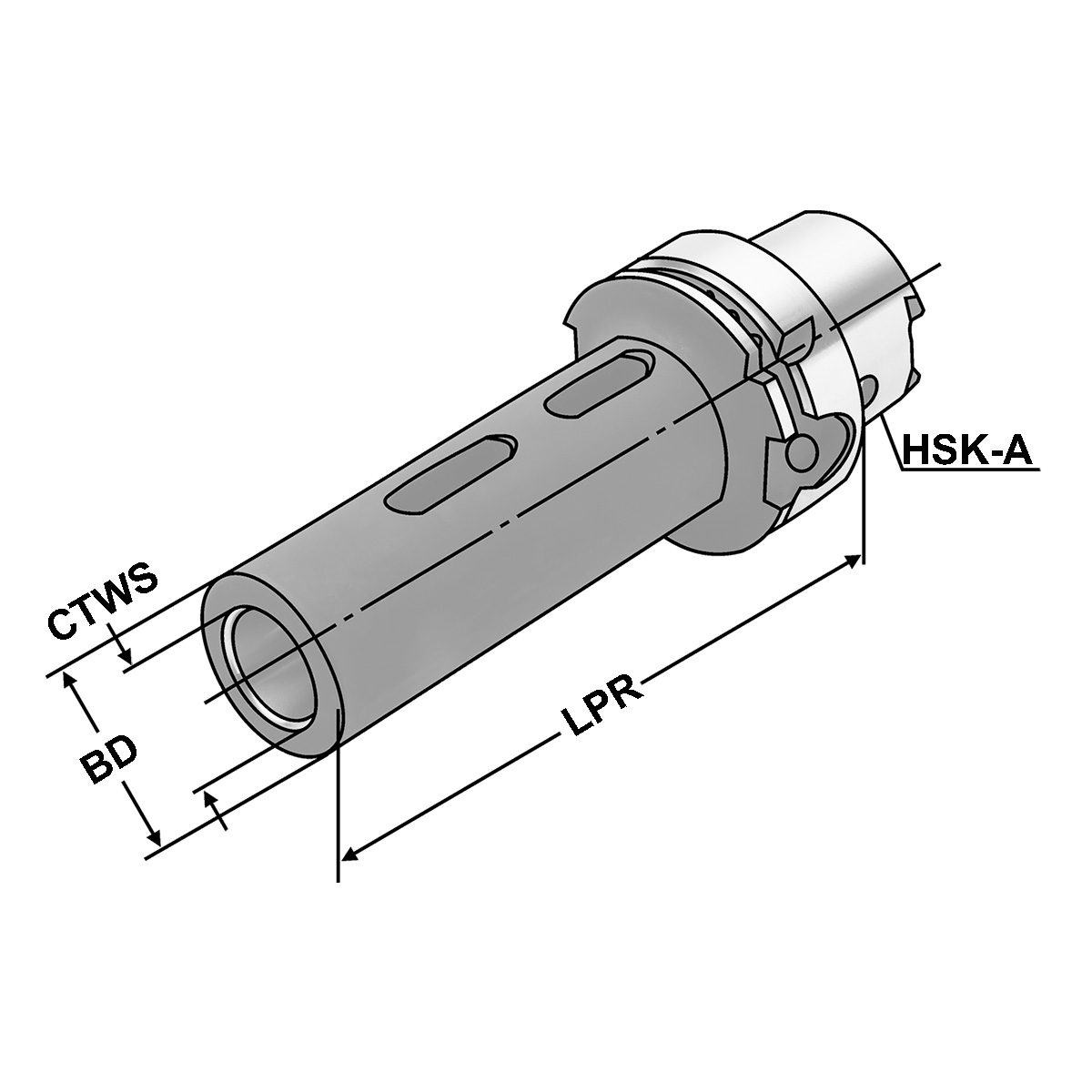 Technische Zeichnung Zwischenhülse HSK 63-4-160 DIN 69893-A von Kemmler