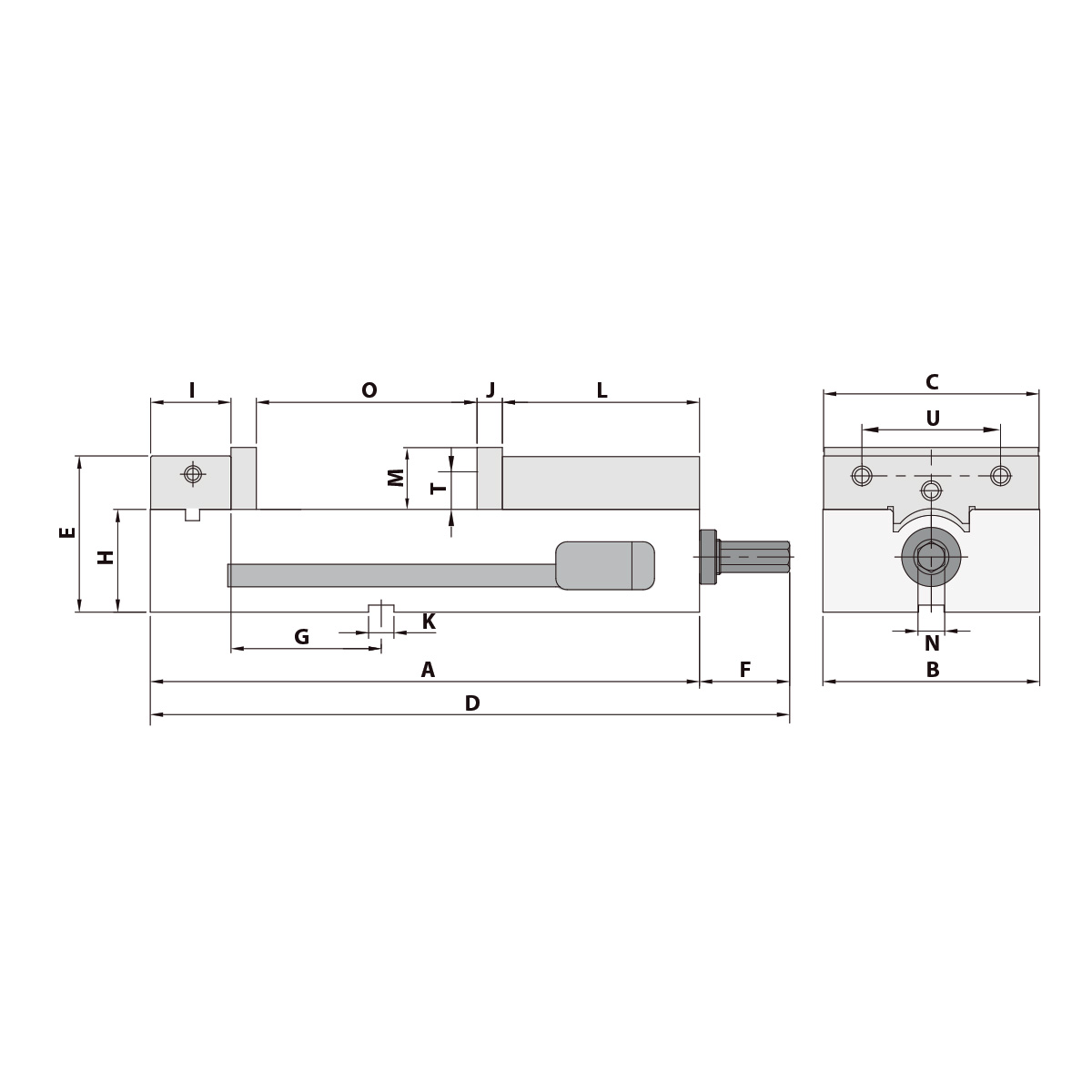 Technische Zeichnung Präzisionsschraubstock AMC-40G/HV von Kemmler