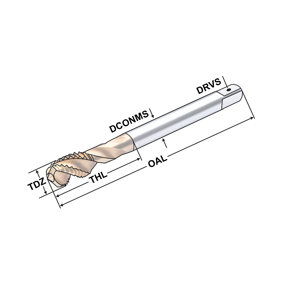 Technische Zeichnung HSS-E Gewindebohrer Feingewinde | M6 4,5x3,4 P=0,7 von Kemmler