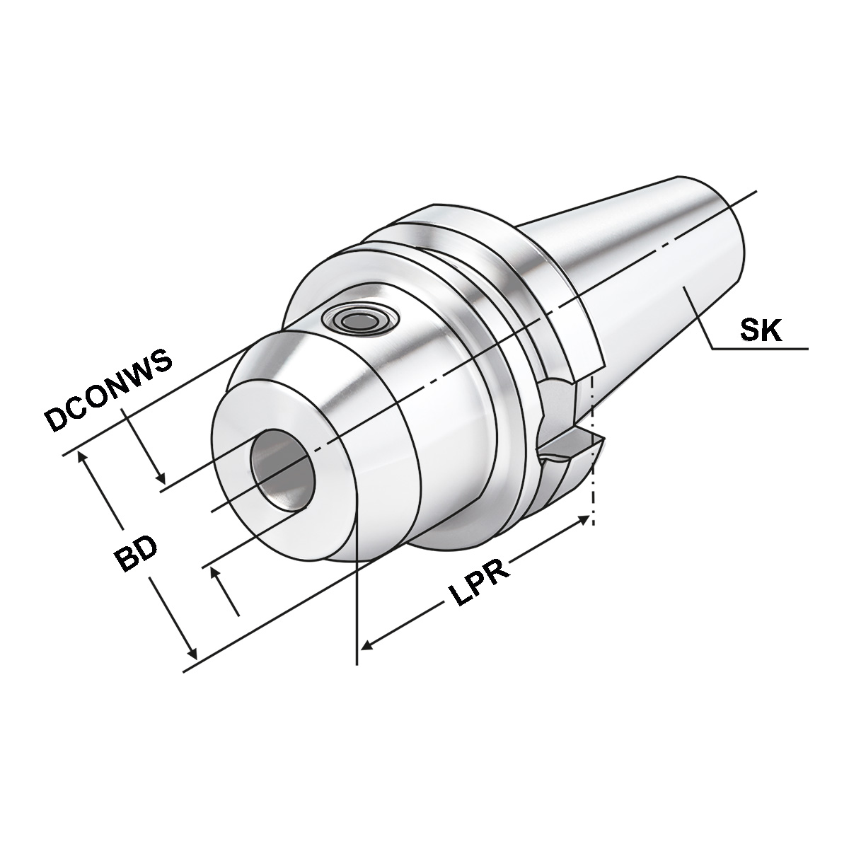 Technische Zeichnung Fräseraufnahme BT 40-10-100 MAS-BT von Kemmler