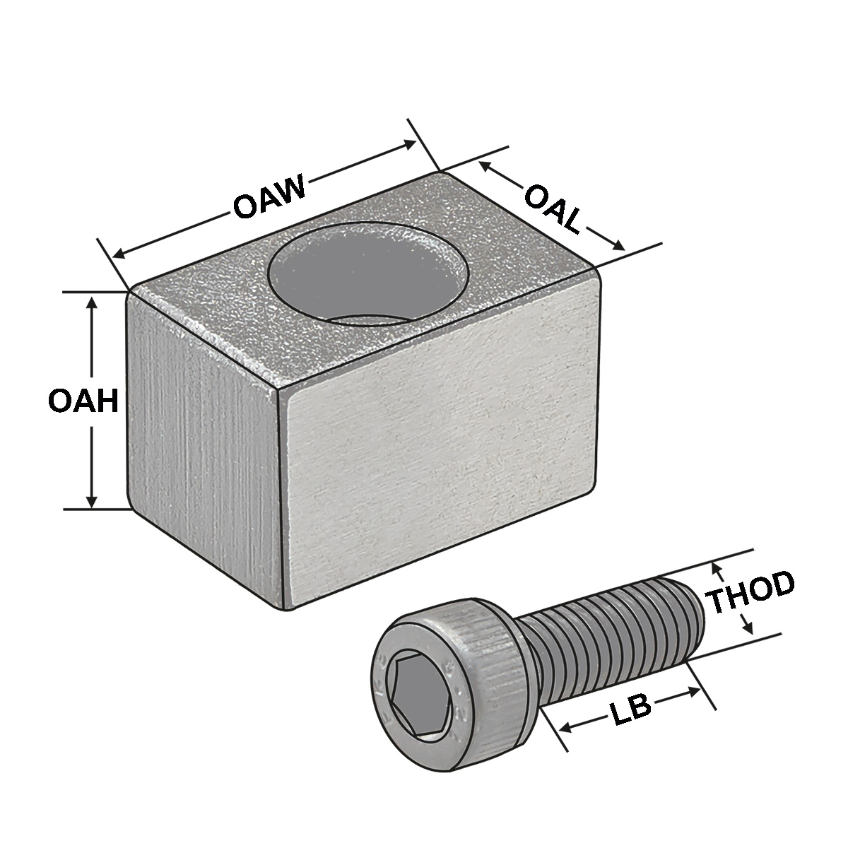 Technische Zeichnung Nutenstein für Quernutdorn D= 22 mm von Kemmler