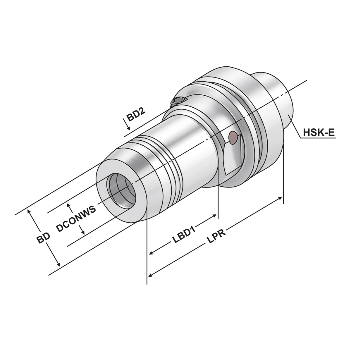 Technische Zeichnung Hydro-Dehnspannfutter HSK 40-12-90 DIN 69893-E von Kemmler