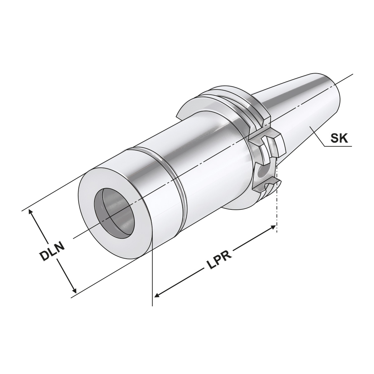 Technische Zeichnung Präz.-Spannfutter SK 40-2/20-200 ER32 DIN 69871 AD von Kemmler