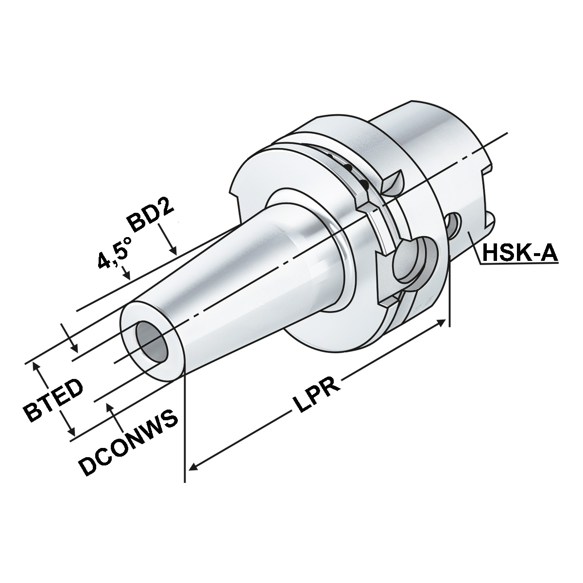 Technische Zeichnung Schrumpffutter HSK 100-12-120 DIN 69893-A von Kemmler