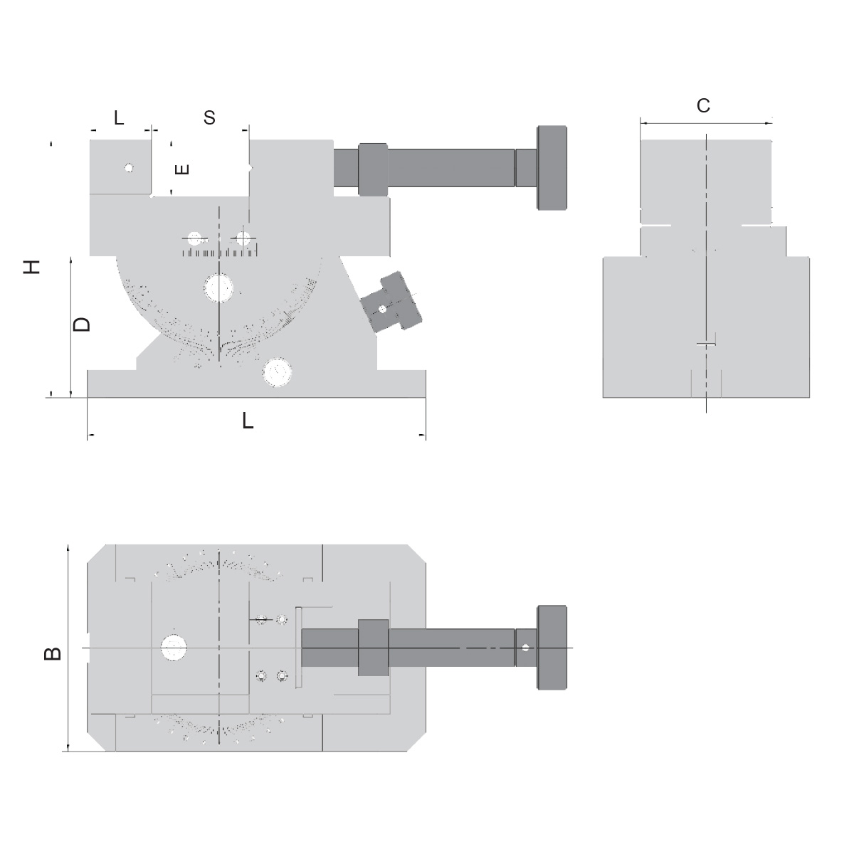Technische Zeichnung Universal-Schleif- und Kontrollschraubstock 80 mm von Kemmler