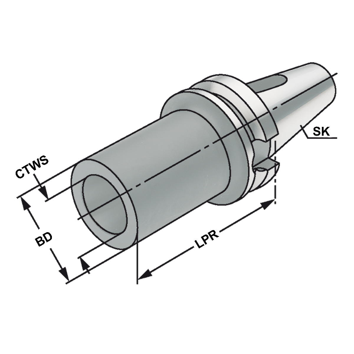 Technische Zeichnung Zwischenhülse BT 40-1-50 MAS/BT von Kemmler