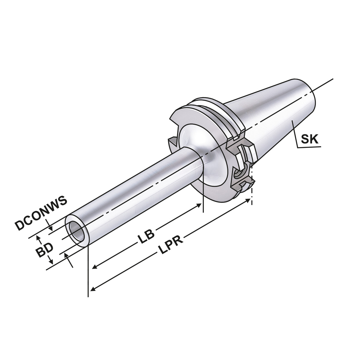 Technische Zeichnung Fräsaufnahme für Einschraubfräser SK 40-M16-119 von Kemmler
