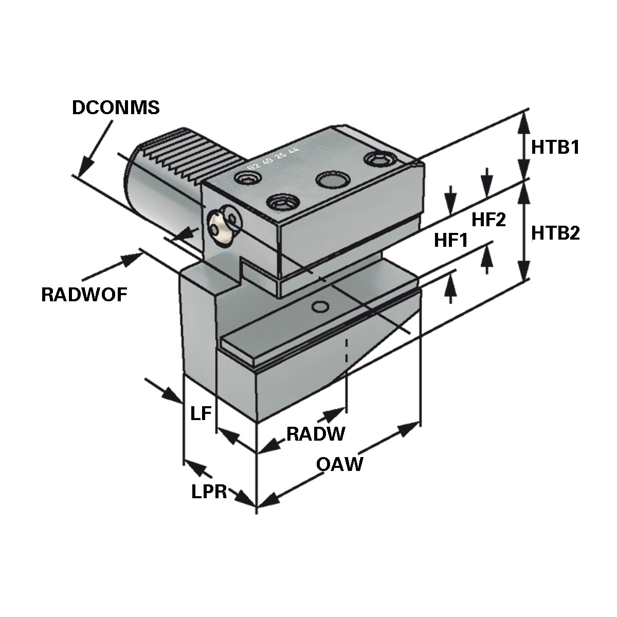 Technische Zeichnung Radial-Werkzeughalter B2-20x16x30 von Kemmler