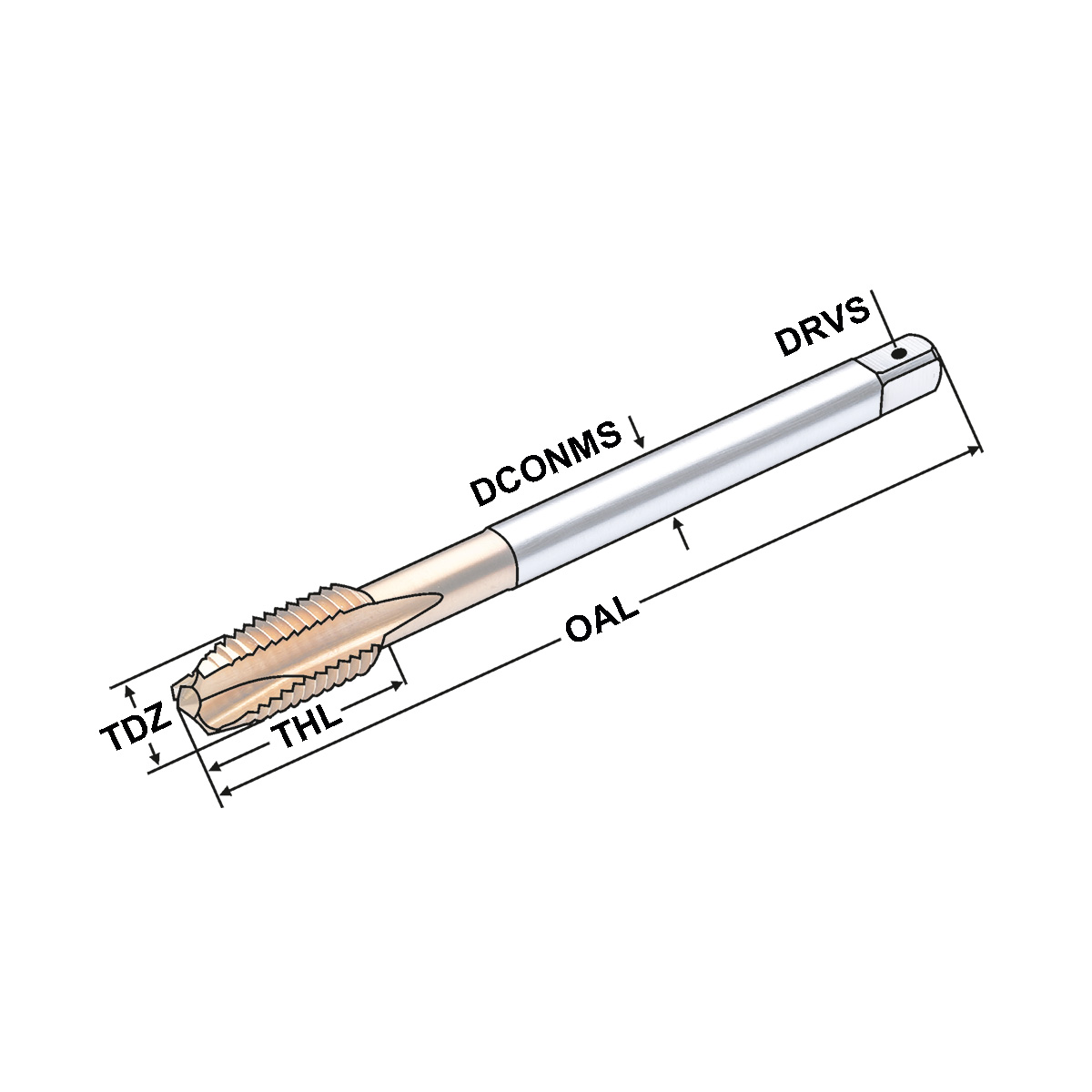 Technische Zeichnung HSS-E Gewindebohrer Feingewinde | M16 12x9 P=1 DIN von Kemmler