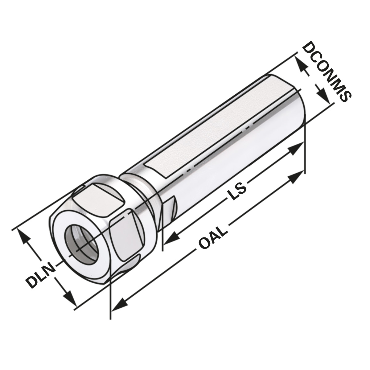 Technische Zeichnung Spannfutter Zylinderschaft ER20-1/13-50 von Kemmler