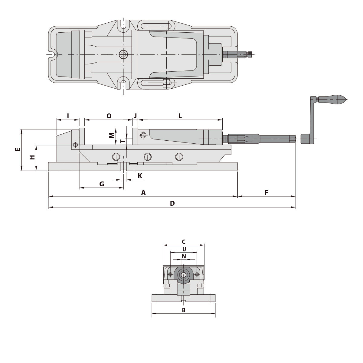 Technische Zeichnung Präzisionsschraubstock MP-50A von Kemmler