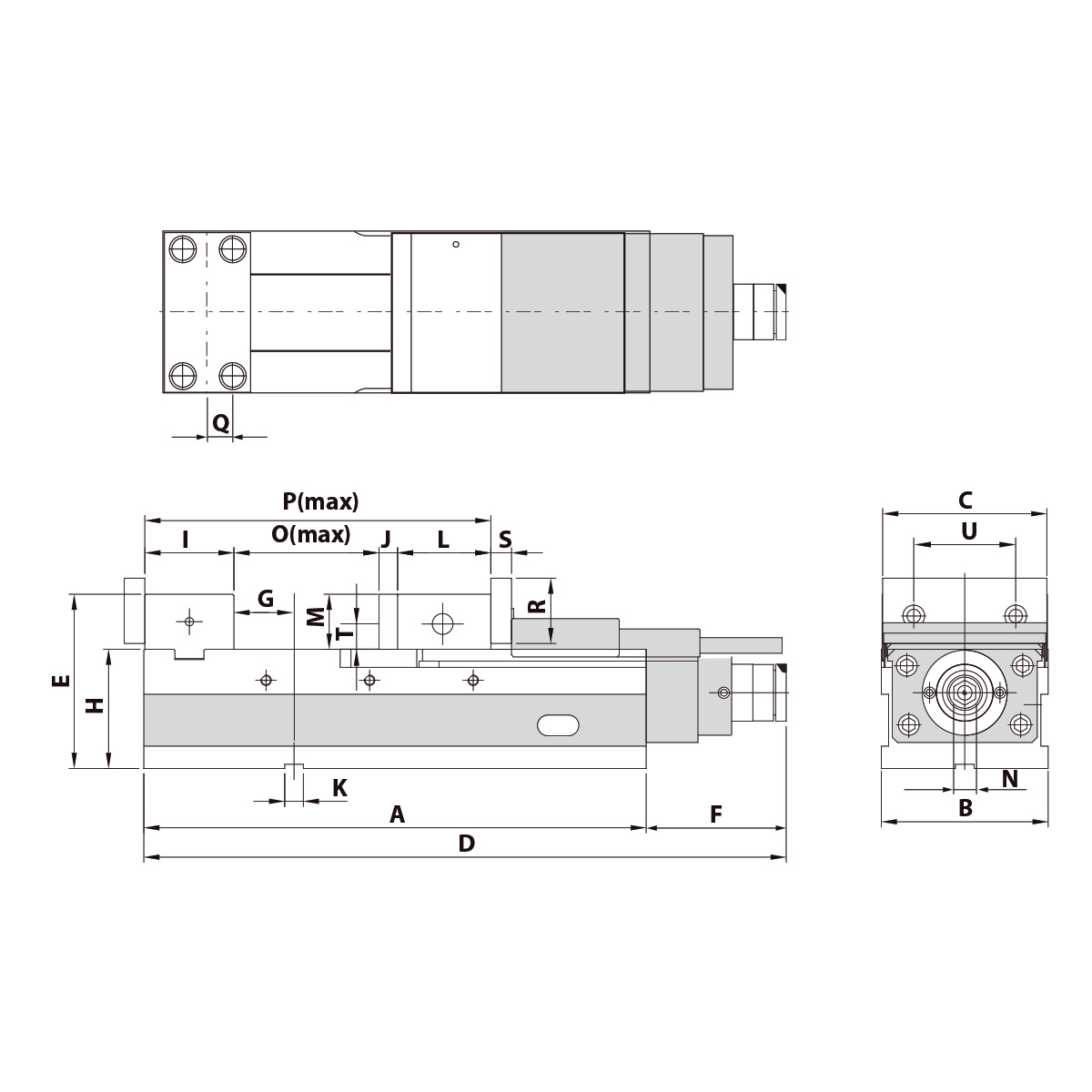 Technische Zeichnung Präzisionsschraubstock AVQ-100G/HV von Kemmler