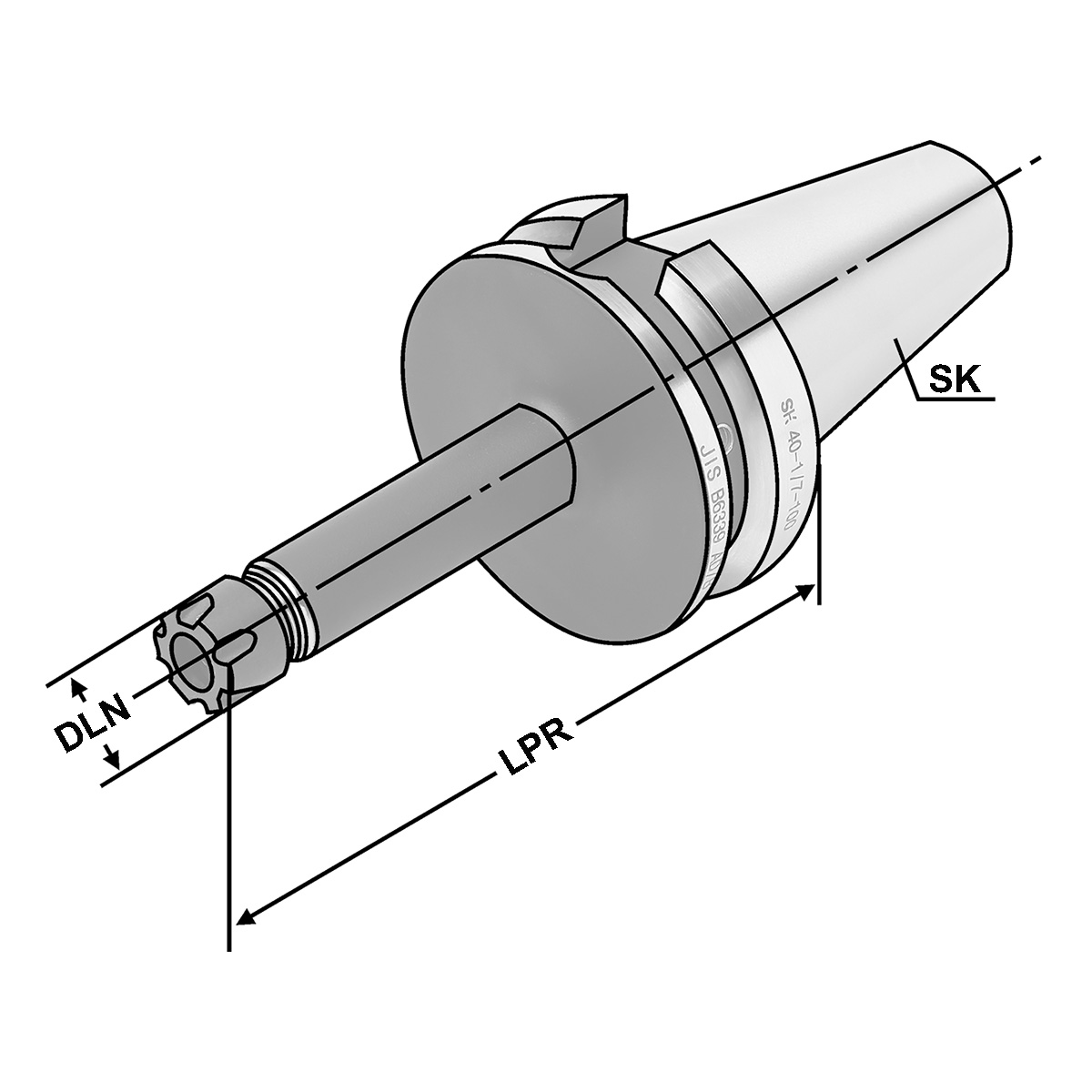 Technische Zeichnung Spannfutter BT 40-2/16-70 | ER 25 | Mini MAS-BT von Kemmler