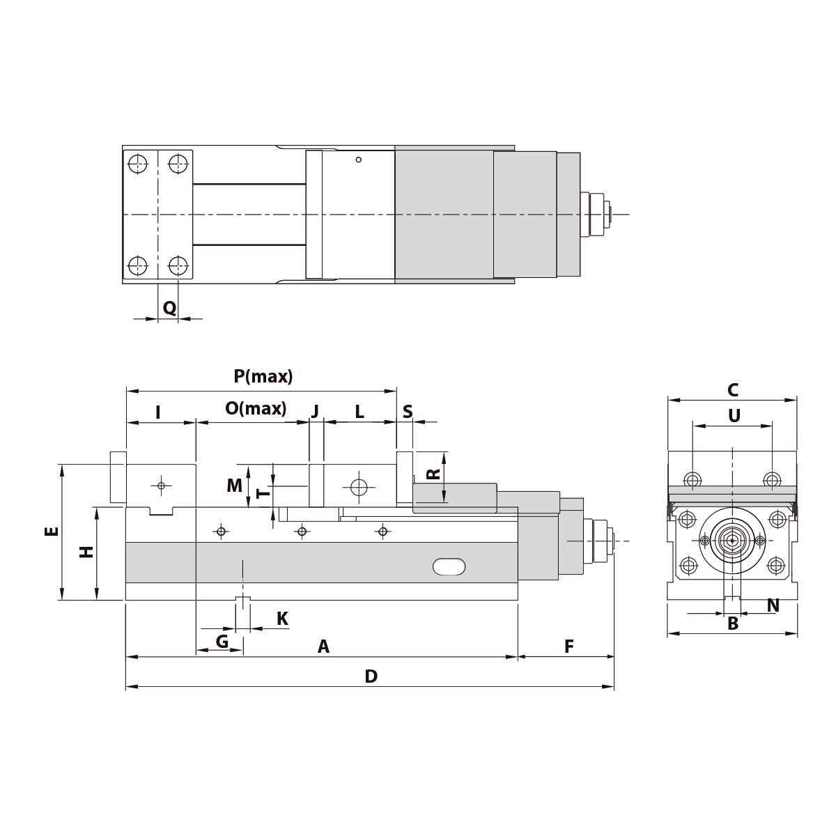 Technische Zeichnung Präzisionsschraubstock ALQ-160G/HV von Kemmler