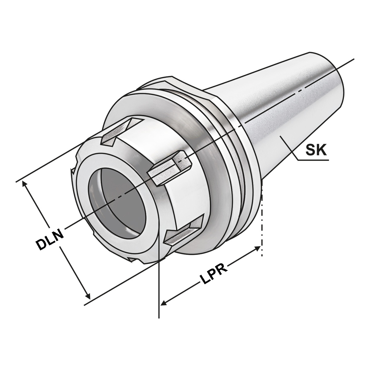 Technische Zeichnung Spannfutter SK 30-2/16-50 DIN 69871 A o. Mit.nuten von Kemmler