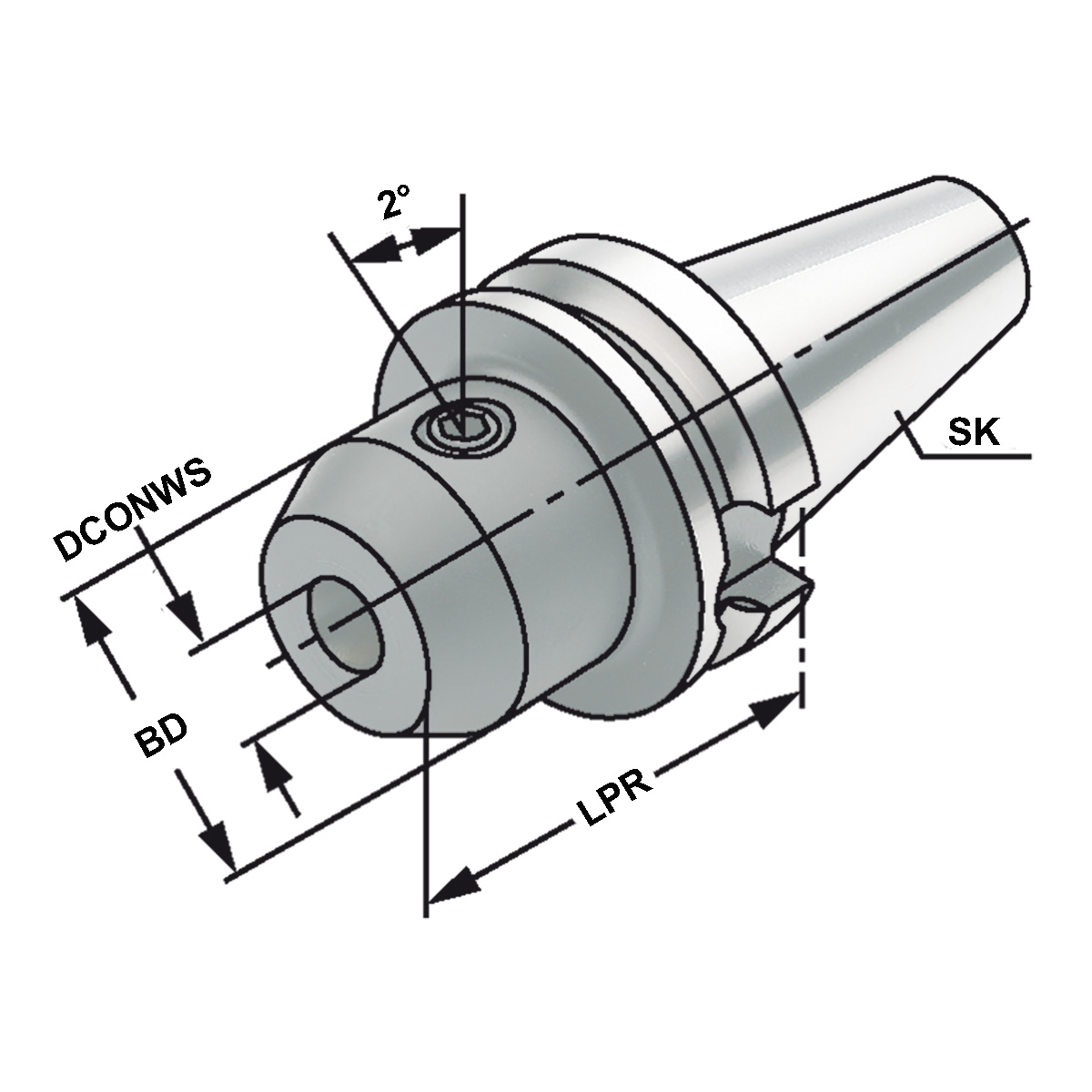 Technische Zeichnung Whistle Notch BT 50-32-105 MAS/BT AD/B von Kemmler