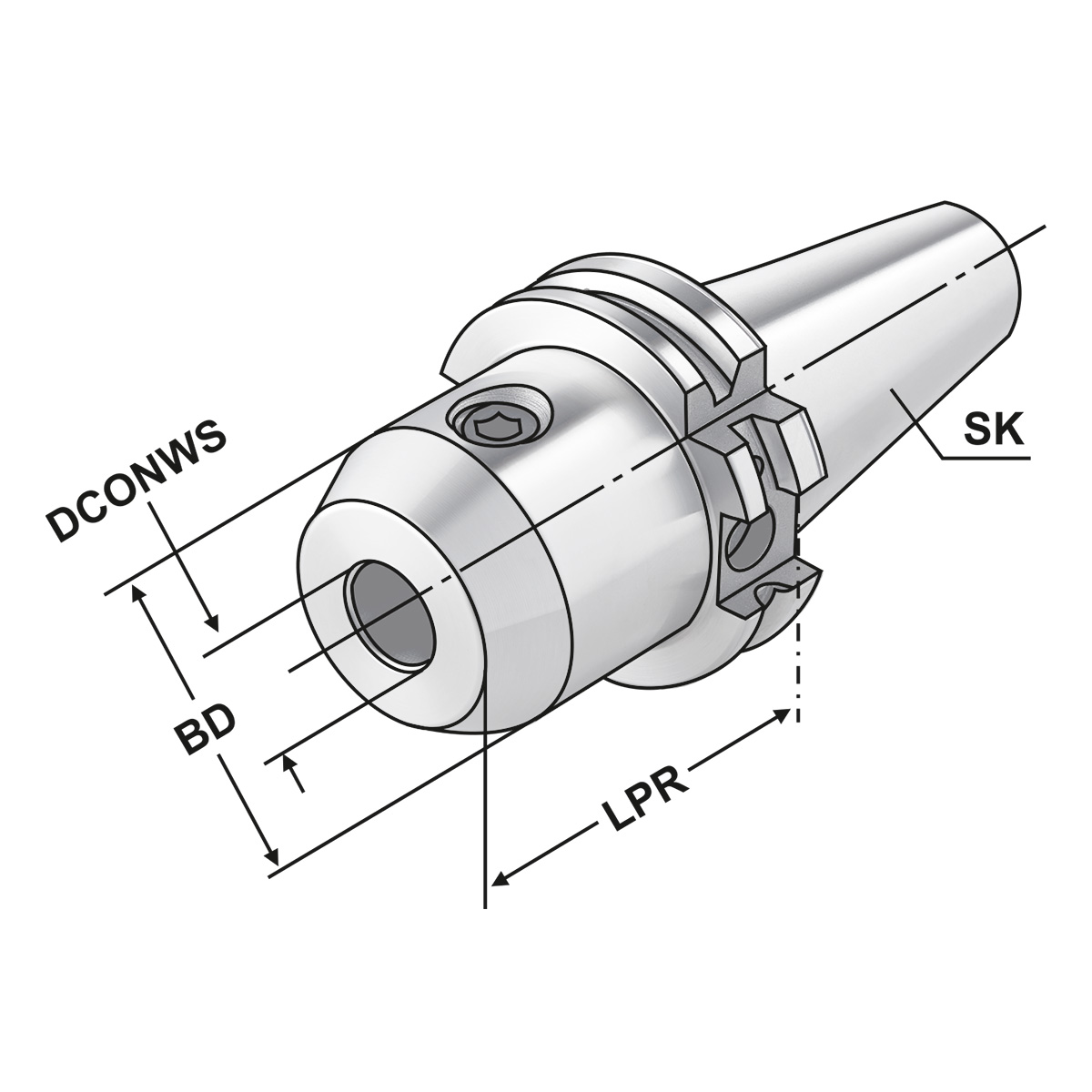 Technische Zeichnung Fräseraufnahme SK 40-14-100 | SK-DC | AD/AF von Kemmler