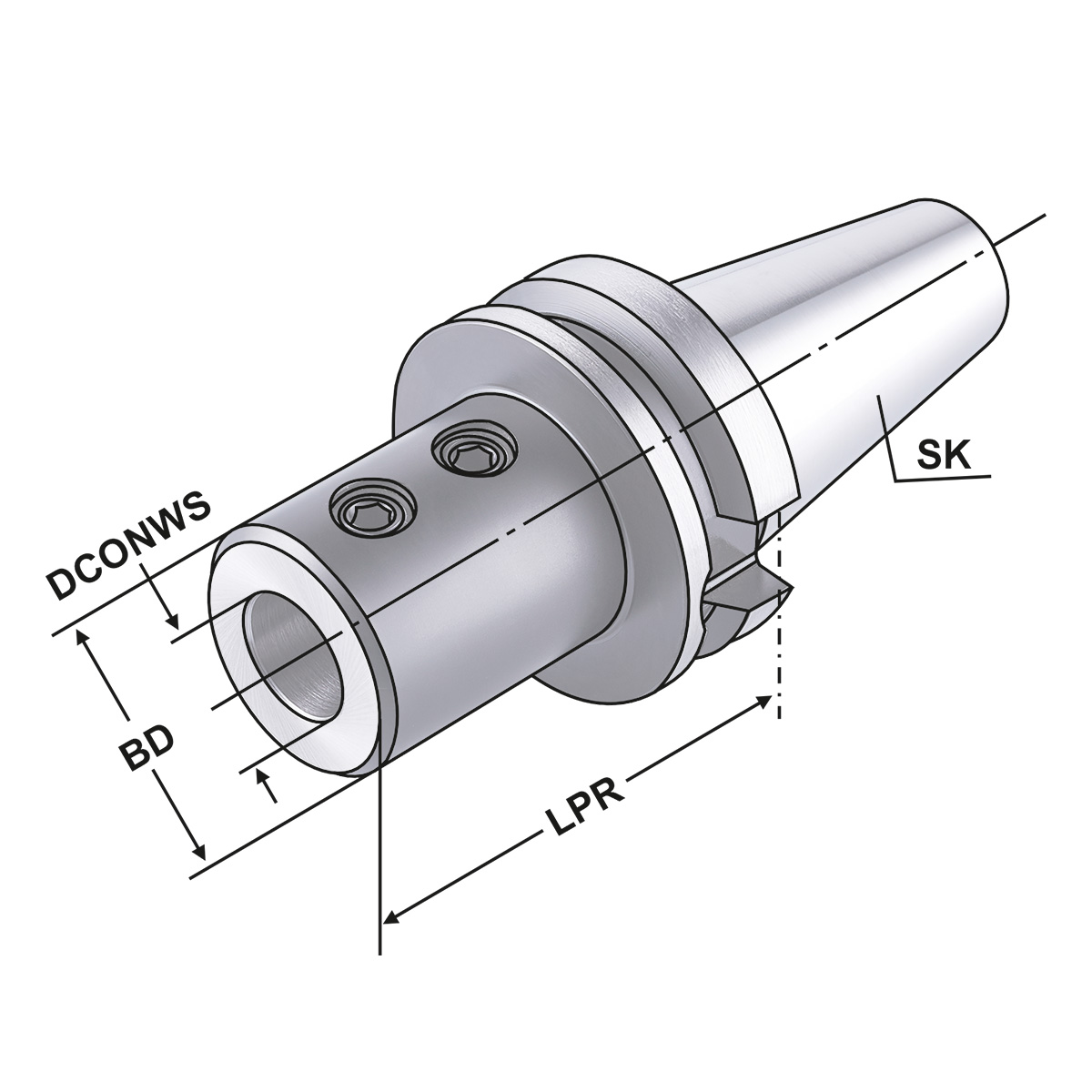 Technische Zeichnung Bohrerhalter BT 40-25-76 MAS-BT von Kemmler