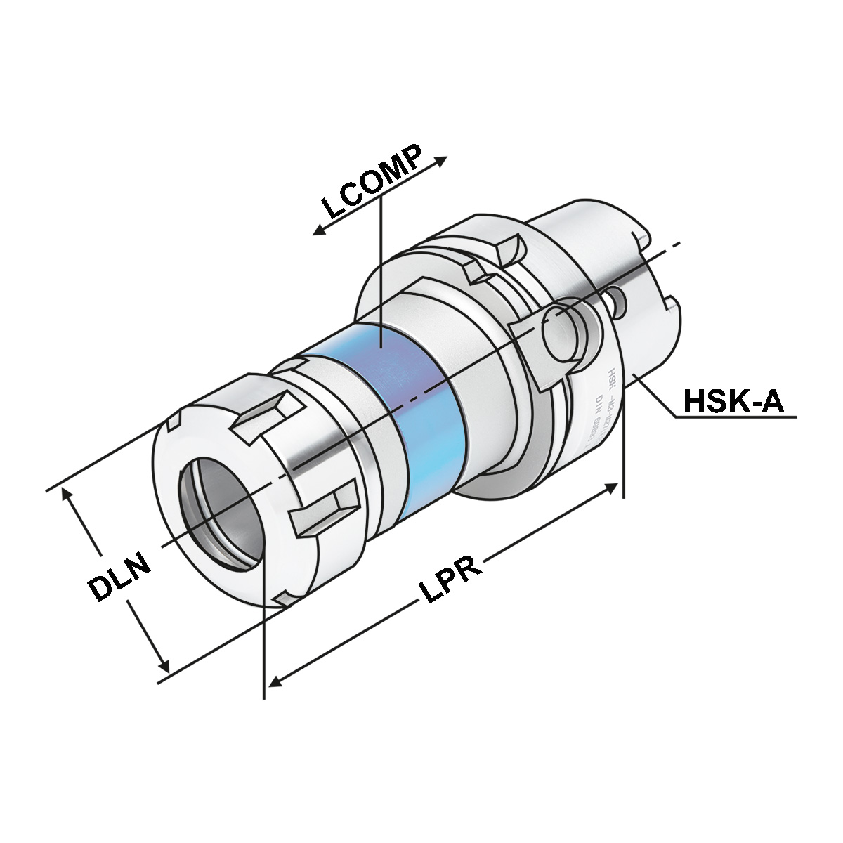 Technische Zeichnung Gewindeschneidfutter Synchro HSK100-M3-M27 (ER32) von Kemmler