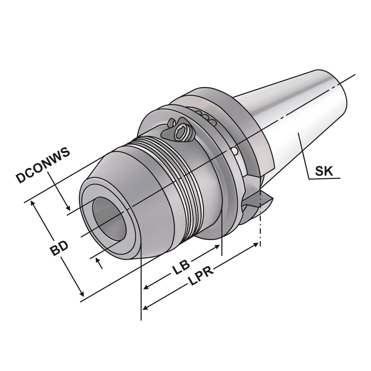 Technische Zeichnung Hydro-Dehnspannfutter-HP BT 40-12-58 von Kemmler