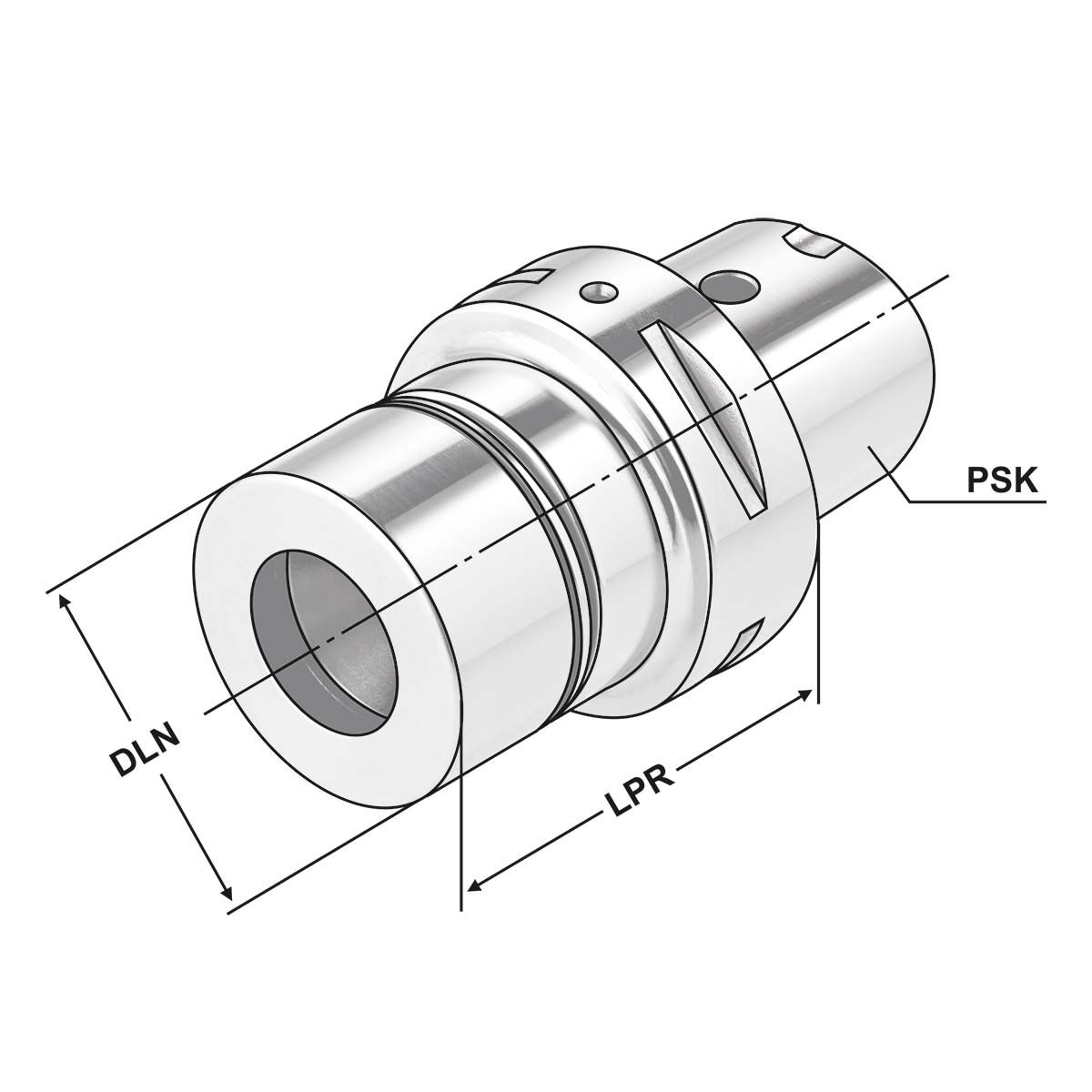 Technische Zeichnung Präz.-Spannfutter PSK 50-2/20-70 ER32 ISO 26623 von Kemmler