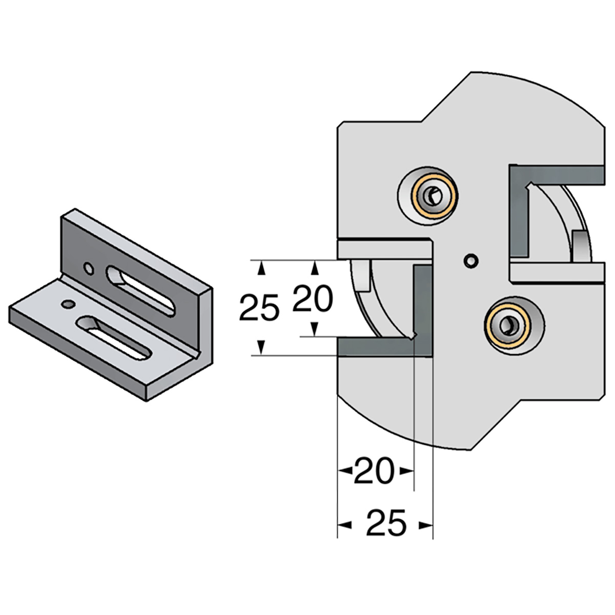 Technische Zeichnung Drehhalter 2-fach HSK 63-25-100 mit IK von Kemmler